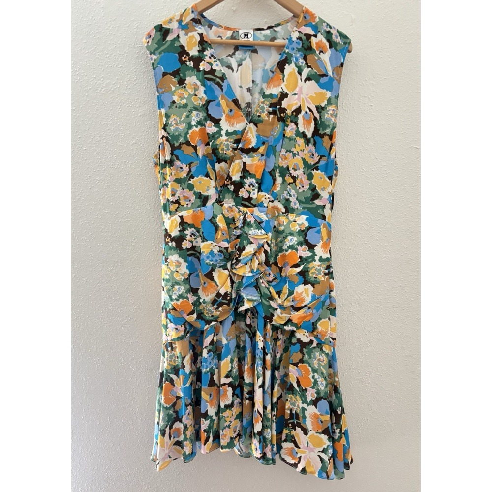 Missoni Abitto V-Neck Ruched Mini Dress Floral Sleeveless 46/12 Ruffle $520 NWOT - Picture 3 of 11
